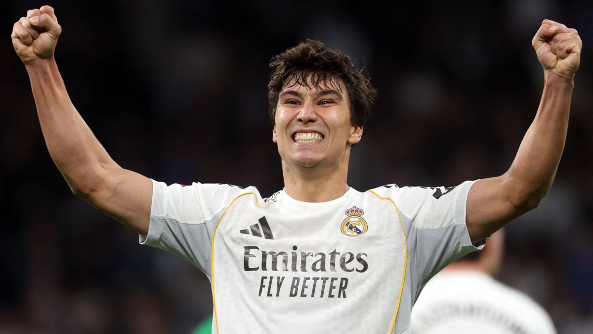 Gonzalo Garcia celebrating after scoring a goal for Real Madrid during La Liga match against Real Betis