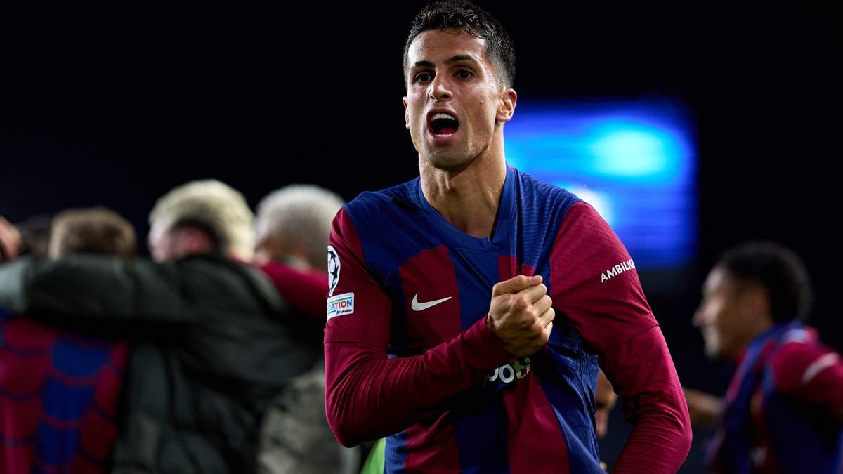 Joao Cancelo wearing a Barcelona shirt during a match