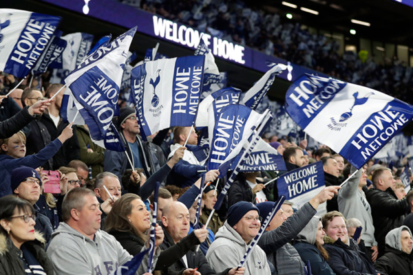 Crowd atmosphere inside Tottenham Hotspur Stadium during a Premier League match