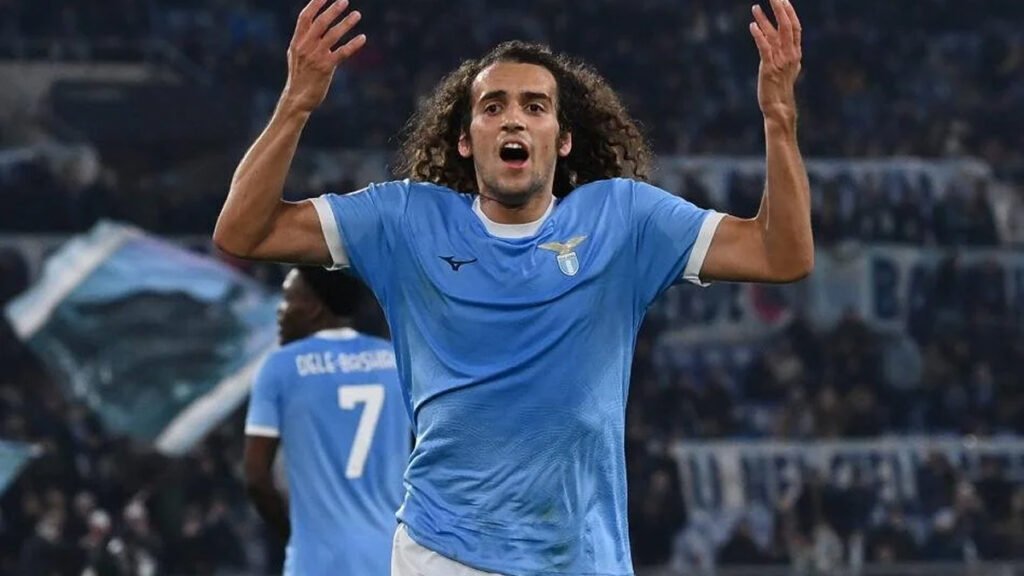 Matteo Guendouzi in Lazio colours during a match.