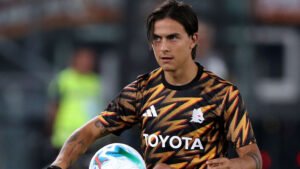 Paulo Dybala looks on during a Roma match as the club decides not to risk him against Cagliari.
